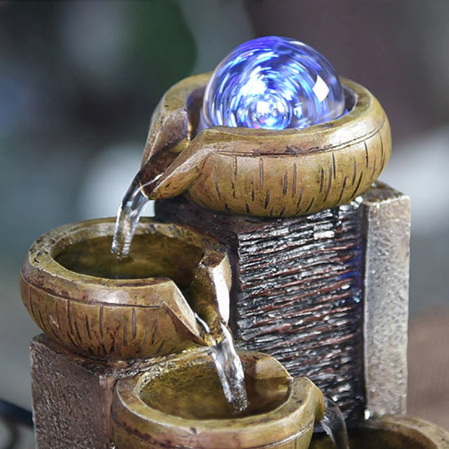 Mini Sier Waterval Feng Shui - LED Fontein Decor Ornament Lichtbruin