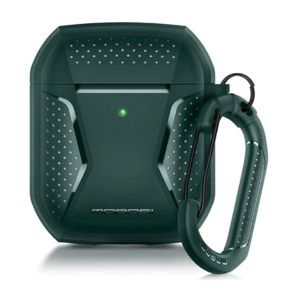 Shockproof Hoesje voor AirPods 1 / 2 met Karabijnhaak - AirPod Case Cover Skin - Groen