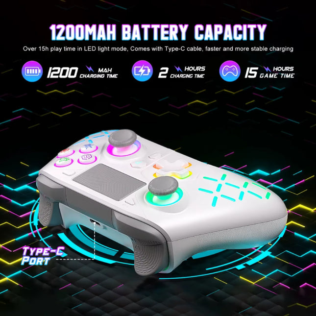 RGB Gaming Controller voor PS5 / PS4 / PC - Draadloze Gamepad met Vibratie - Zwart