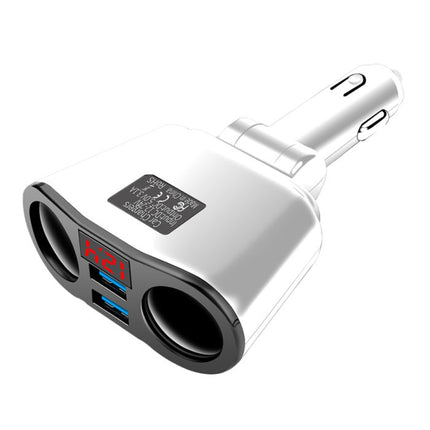 2-Weg Sigarettenaansteker Splitser Plug met 2 USB Poorten 45W / 3.1A - Verdeelstekker Autolader Splitter Dual Port Carcharger - Wit