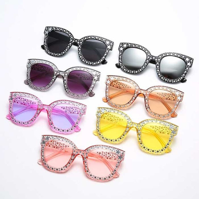 Oversized Mozaïek Zonnebril voor Dames - Retro Catwalk Bril UV400 Eyewear Zwart