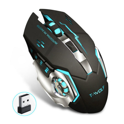 Q-13 Draadloze Gaming Muis - 2.4GHz RGB Optisch Ergonomisch met DPI Aanpassing tot 2400 DPI - Zwart 