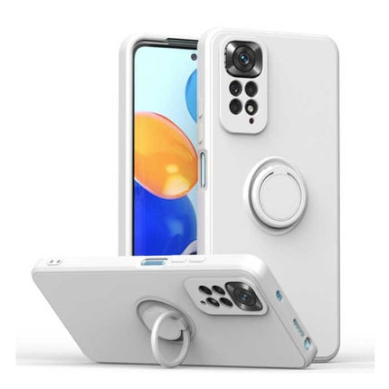 Xiaomi Poco M4 Pro Hoesje met Ring Kickstand en Magneet - Schokbestendig Cover Case Wit