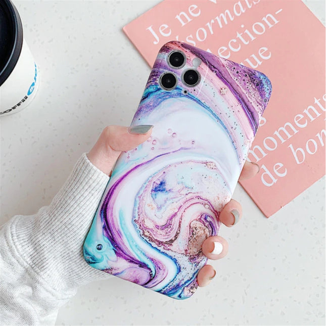 iPhone 11 Pro Max Hoesje Marmer Textuur - Shockproof Glossy Case Graniet Cover Cas TPU