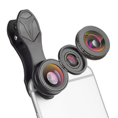 3 in 1 Camera Lens Clip voor Smartphones Zwart - Fisheye/Wide Angle/Macro Lens