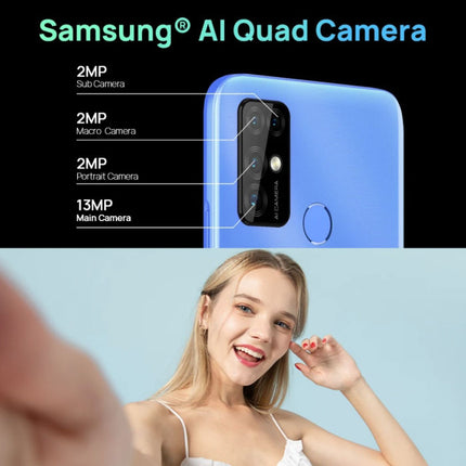 X96 Pro Smartphone Sky Blue - Unlocked SIM Free - 4 GB RAM - 64 GB Opslag - 13MP Quad Camera - 5400mAh Batterij 