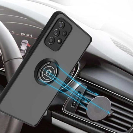 Samsung Galaxy S22 Ultra Hoesje met Ring Kickstand en Magneet - Schokbestendige Cover Case Rood
