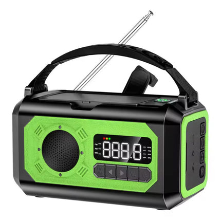 12000mAh Radio Powerbank op Zonne-energie met Dynamo - Ingebouwde Zaklamp - Batterij Oplader Noodradio Ontvanger - Groen