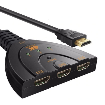 HDMI Switch 3 in 1 Splitter Converter Adapter Kabel - 4K 30Hz - 3 Poorten - Zwart