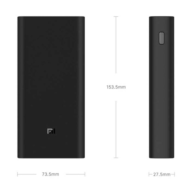 Mi Powerbank 3 - 20.000mAh - 3 Poorten - USB / Type C Externe Noodaccu Batterij Oplader Charger Zwart