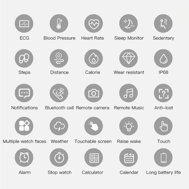 Sports Smartwatch Fitness Sport Activity Tracker Smartphone Horloge iOS Android iPhone Samsung Huawei Bruin Leer