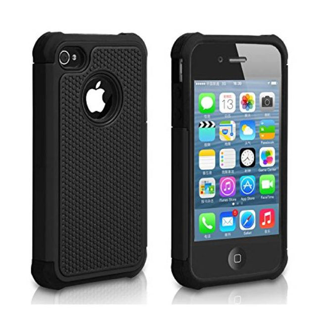 Voor Apple iPhone 4S - Hybrid Armor Case Cover Cas Silicone TPU Hoesje Zwart