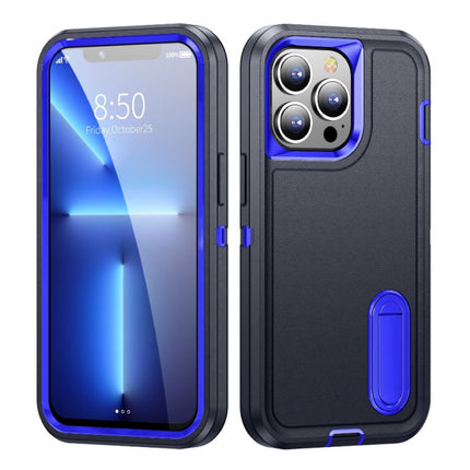 iPhone 14 Pro Armor Hoesje met Kickstand - Shockproof Cover Case Blauw