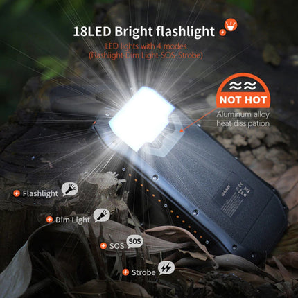 Solar Powerbank met 3 Poorten 26.800mAh - Ingebouwde Zaklamp - Externe Noodaccu Batterij Oplader Charger Zon Blauw