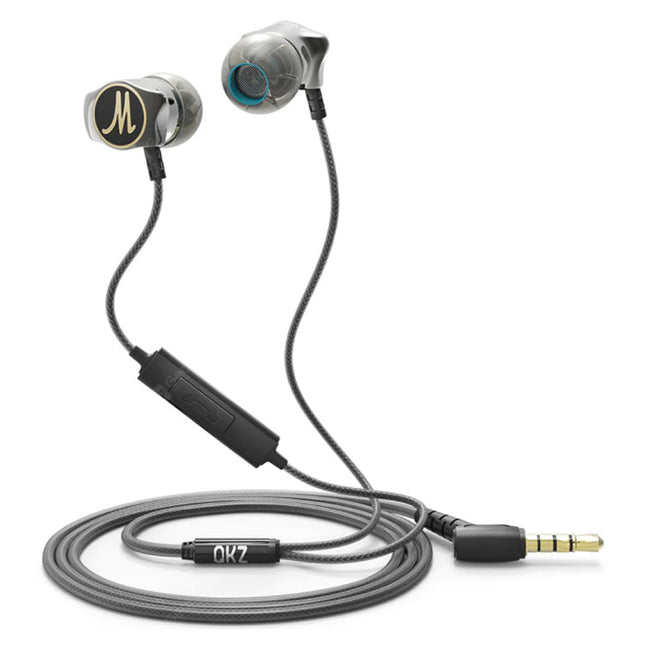 DM7 Oordopjes met Microfoon en Controls - 3.5mm AUX Oortjes Volumebeheer Wired Earphones Oortelefoon Zwart