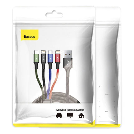 4 in 1 Oplaadkabel - iPhone Lightning / USB-C / Micro-USB - 1.2 Meter Oplader Data Kabel Zwart