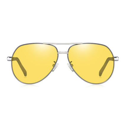 Vintage Shades Zonnebril - Roestvrij Staal Legering Pilotenbril met UV400 en Polarisatie Filter voor Mannen - Geel