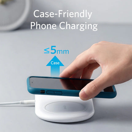 2 in 1 Powerwave+ Draadloze Oplader voor Apple iPhone / iWatch / AirPods - Fast Charge Qi Universele Oplader 10W Wireless Charging Pad Wit