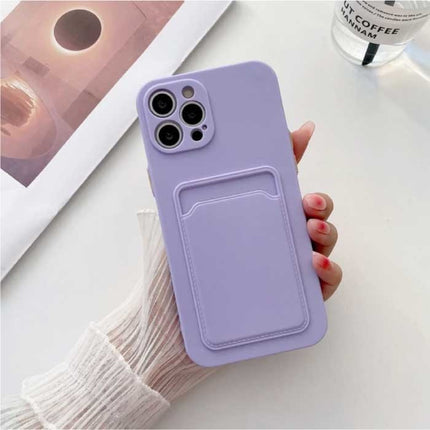 iPhone 13 Kaarthouder - Wallet Card Slot Cover Hoesje Paars