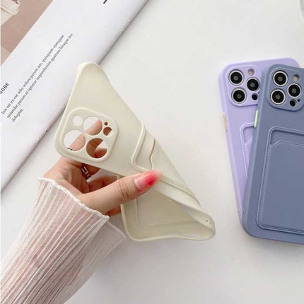 iPhone 8 Kaarthouder - Wallet Card Slot Cover Hoesje Wit