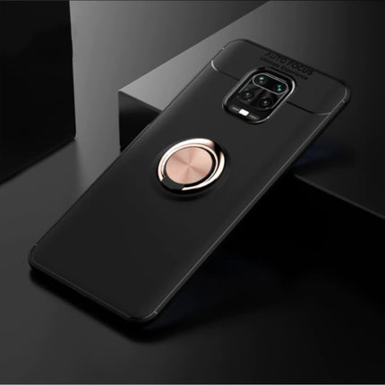 Xiaomi Redmi 7 Hoesje met Metalen Ring  - Auto Focus Shockproof Case Cover Cas TPU Zwart-Goud + Kickstand