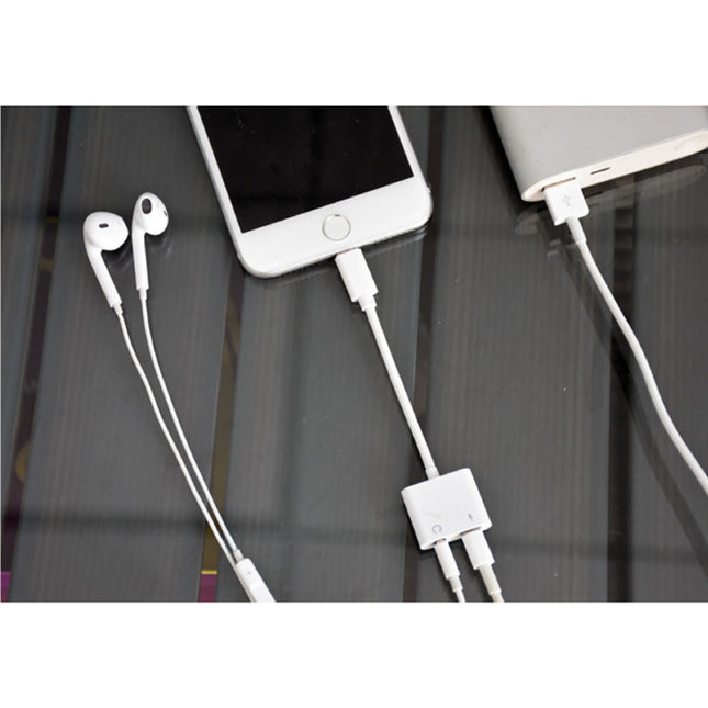 iPhone Lightning Oplader & Audio Splitter - Headphone Adapter en 8-pin Oplader Wit