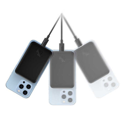 10.000mAh Mini Magnetische Qi Powerbank voor Mobiele Telefoons - 20W PD Oplader Draadloos Batterij Accu Blauw