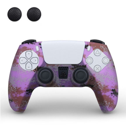Antislip Hoes / Skin voor PlayStation 5 Controller met Joystick Caps - Rubber Grip Cover PS5 - Paars Camo
