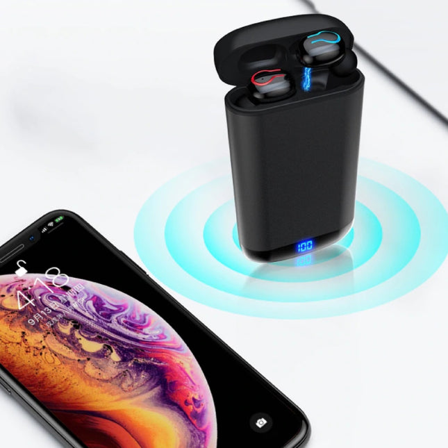 Q66 TWS Wireless Smart Touch Control Oortjes Bluetooth 5.0 In-Ear Wireless Buds Koptelefoon Oordopjes 6000 mAh Powerbank Zwart