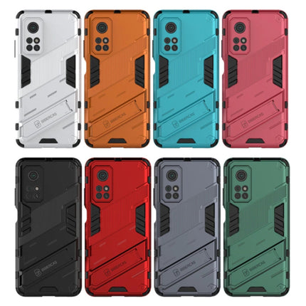 Xiaomi Mi 10T Hoesje met Kickstand - Shockproof Armor Case Cover TPU Grijs