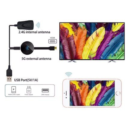 G6 TV Stick 1080p HDMI WiFi Receiver Scherm Spiegelen iPhone & Android