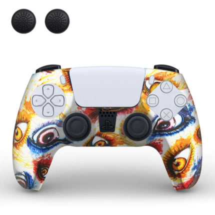 Antislip Hoes / Skin voor PlayStation 5 Controller met Joystick Caps - Rubber Grip Cover PS5 - Ogen
