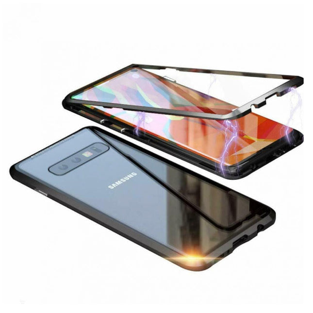 Samsung Galaxy S10 Plus Magnetisch 360° Hoesje met Tempered Glass - Full Body Cover Hoesje + Screenprotector Zwart 