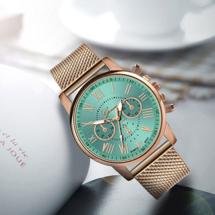 Luxe Horloge voor Dames - Modieus Kwarts Uurwerk Mesh Bandje Groen