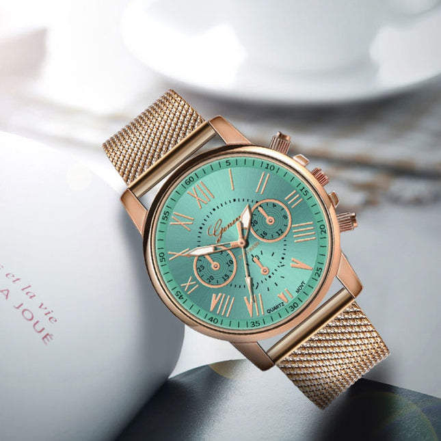Luxe Horloge voor Dames - Modieus Kwarts Uurwerk Mesh Bandje Groen