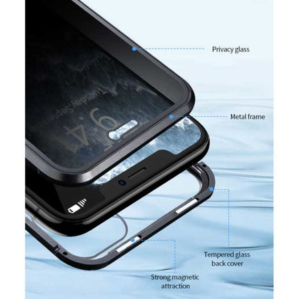 iPhone 8 Plus Magnetisch Privacy Hoesje met Tempered Glass - 360° Full Body Cover Hoesje + Screenprotector Rood