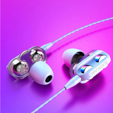 Dual Driver Oordopjes AUX 3.5mm - Oortjes Wired Earphones Oortelefoon Wit