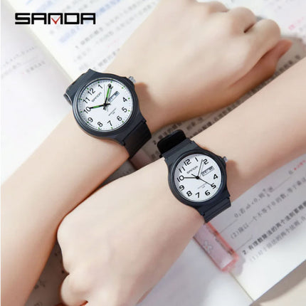 9072 Siliconen Horloge - Kwarts Polshorloge TPU Bandje 5 ATM Waterdicht - Zwart