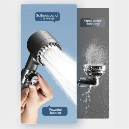 Douchekop met Massageborstel en 3 Filter Set - 4 Modes Hoge Druk Douche Regendouche Badkuip Badkamer - Grijs