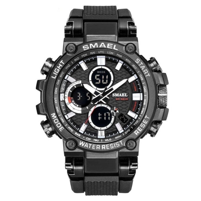 Militair Sport Horloge met Digitale Wijzerplaten voor Heren - Multifunctioneel Polshorloge Schokbestendig 5 Bar Waterdicht Zwart