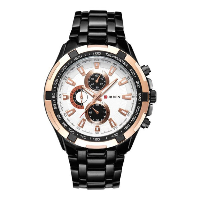 Staal Horloge voor Heren - Leren Bandje Anoloog Luxe Uurwerk voor Mannen Kwarts