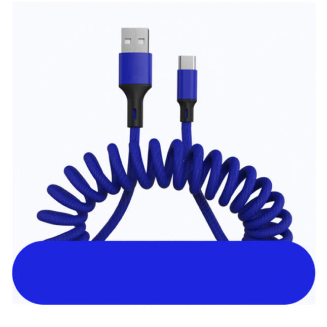 Gekrulde Oplaadkabel voor iPhone Lightning - 5A Spiraal Veer Datakabel 1.5 Meter Oplader Kabel Blauw