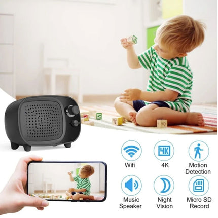 4K Camera Luidspreker met WiFi - Babysit Intercom Smart Home Security Night Vision  Zwart