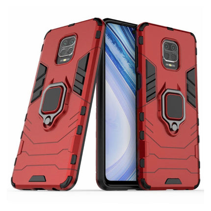 Xiaomi Redmi Note 8 Pro Hoesje  - Magnetisch Shockproof Case Cover Cas TPU Rood + Kickstand