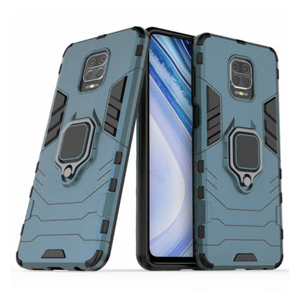 Xiaomi Redmi Note 9S Hoesje  - Magnetisch Shockproof Case Cover Cas TPU Blauw + Kickstand