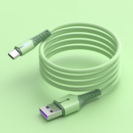 Vloeibare Siliconen Oplaadkabel voor USB-C - 5A Datakabel 1.5 Meter Oplader Kabel Groen