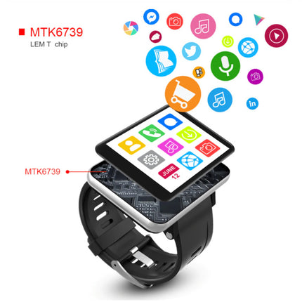 LEM T Smartwatch Breed Display - 2.86 Inch Scherm - 1GB - 16GB - Smartband Fitness Tracker Sport Activity Horloge iOS Android Zilver
