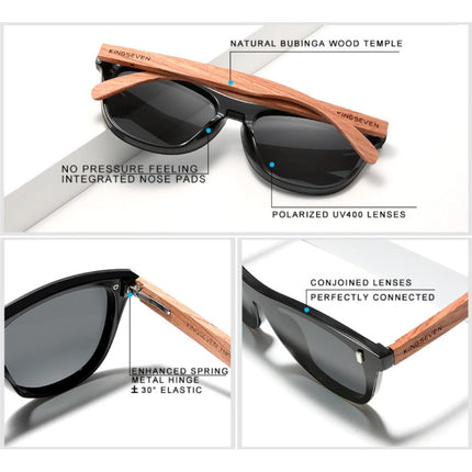 Luxe Zonnebril met Houten Montuur - UV400 en Polarisatie Filter voor Vrouwen - Blauw