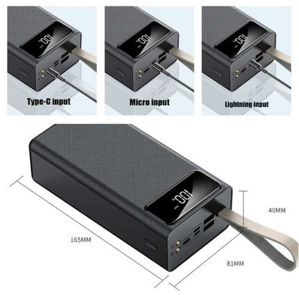 80.000mAh Powerbank met 2 Uitvoer/3 Invoer Poorten - Ingebouwde Zaklamp - Externe Noodaccu Batterij Oplader Charger Wit