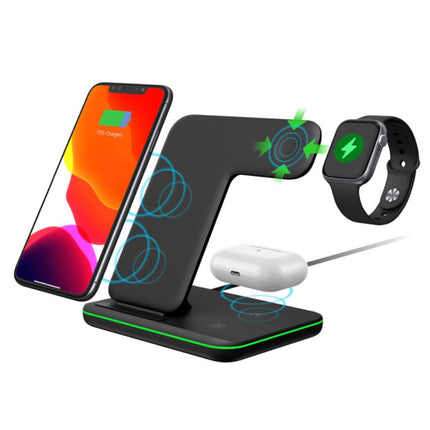 3 in 1 Oplaadstation voor Apple iPhone / iWatch / AirPods -  Charging Dock 15W Wireless Pad Zwart